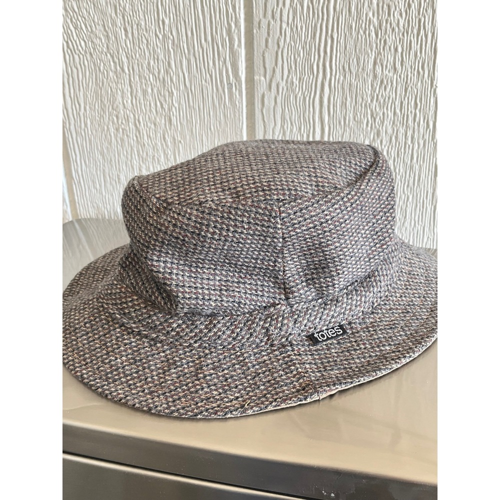 VINTAGE Totes Mens Tweed Bucket Hat M Made in USA Outdoor‎ Fisherman Cap